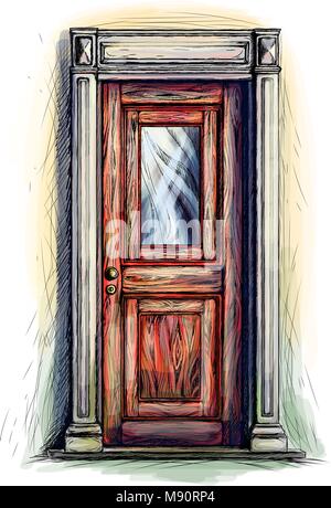 Vecchia porta di legno Illustrazione Vettoriale
