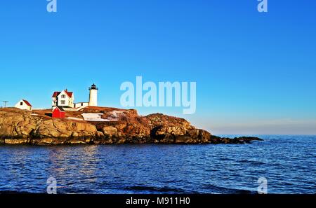 Cape Neddick lighthouse, York, Maine Foto Stock