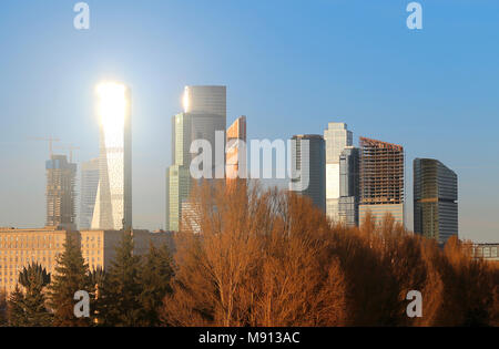 Foto paesaggio della città di Mosca al tramonto Foto Stock