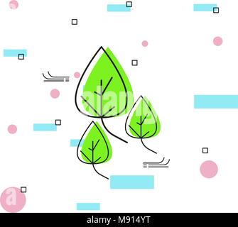 Energia verde line art. Salvataggio di natura o il concetto di ecologia. Vettore alternativo lineare generatore di energia. La protezione della natura con la moderna innovazione e tecnologia Illustrazione Vettoriale