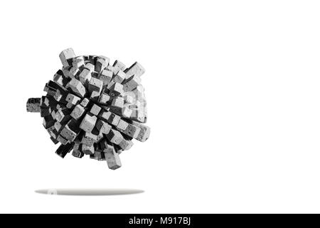 Blocco astratto sulla sfera.tagliata su uno sfondo bianco. Foto Stock