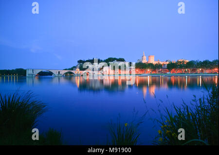 Fiume Rodano Pont St Benezet Avignon Vaucluse Provenza-Alpi-Costa azzurra Francia Foto Stock