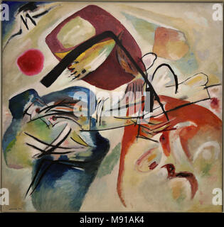 Musee National d'Art Moderne (National Museum di arte moderna), il centro Georges Pompidou di Parigi, Francia. Vassily Kandinsky, con la prua nero, 1912, olio su Foto Stock