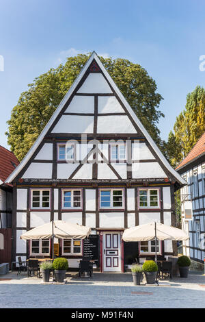 Ristorante in un vecchio graticcio casa in Soest, Germania Foto Stock