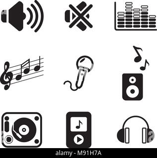 Icone audio Illustrazione Vettoriale
