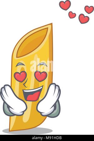 In amore penne pasta cartoon di caratteri Illustrazione Vettoriale