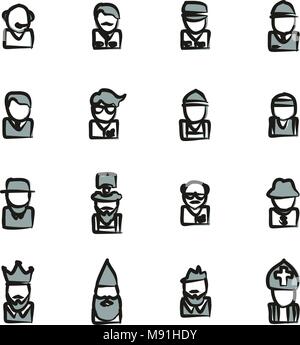 Avatar o immagine di profilo di set di icone 4 linea sottile illustrazione vettoriale impostato Illustrazione Vettoriale