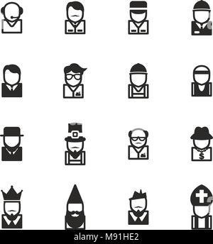 Avatar o immagine di profilo di set di icone 4 linea sottile illustrazione vettoriale impostato Illustrazione Vettoriale