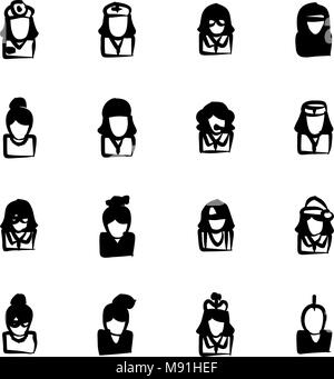 Avatar o immagine di profilo di set di icone 5 linea sottile illustrazione vettoriale impostato Illustrazione Vettoriale