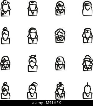 Avatar o immagine di profilo di set di icone 5 linea sottile illustrazione vettoriale impostato Illustrazione Vettoriale