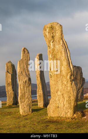 Callanish cerchio di pietra dell'isola di Lewis nelle Ebridi Esterne. Foto Stock