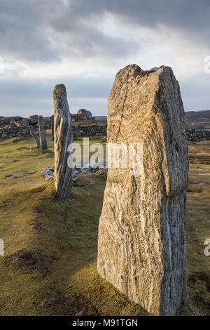 Callanish cerchio di pietra dell'isola di Lewis nelle Ebridi Esterne. Foto Stock