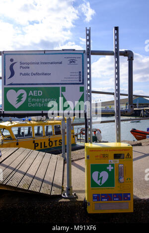 Il defibrillatore eroga una dose di corrente elettrica (spesso chiamato countershock) al cuore. Foto Stock