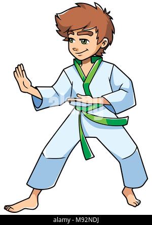 Atteggiamento di Karate Boy Illustrazione Vettoriale