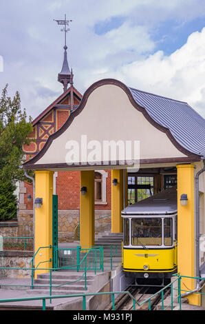 Stazione di montagna di Dresda Funicolare, in Sassonia, Germania. Foto Stock