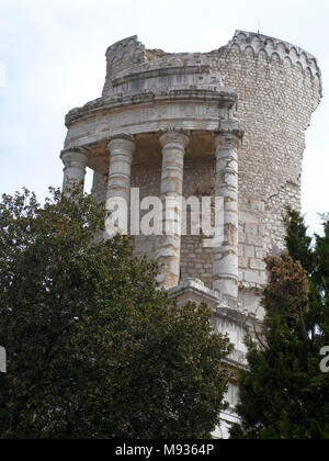 Trophée des Alpes, Tropaeum Alpium (tropaeum) trofeo romano, punto di riferimento del villaggio La Turbie, il sud della Francia, Var, in Provenza Costa Azzurra, Francia, Europa Foto Stock