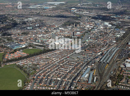 Vista aerea di Darlington Town Center, County Durham, Regno Unito Foto Stock