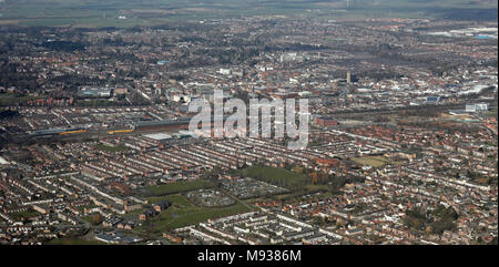 Vista aerea di Darlington Town Center, County Durham, Regno Unito Foto Stock