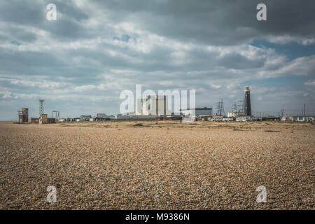 Dungeness A e B Centrali nucleari sul alla costa del Kent, England, Regno Unito Foto Stock