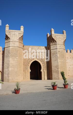 Ingresso principale della necropoli di Chellah, Rabat, Marocco Foto Stock