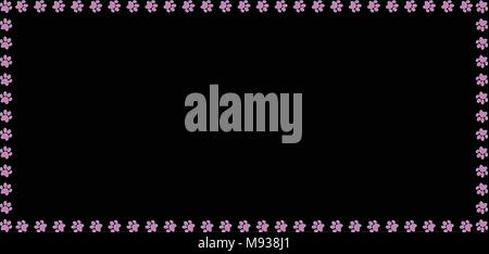 Rettangolo cornice fatta di rosa zampa animale stampe su sfondo nero. Illustrazione Vettoriale, template, border, un quadro di riferimento, photo frame, poster, striscioni, cat Illustrazione Vettoriale