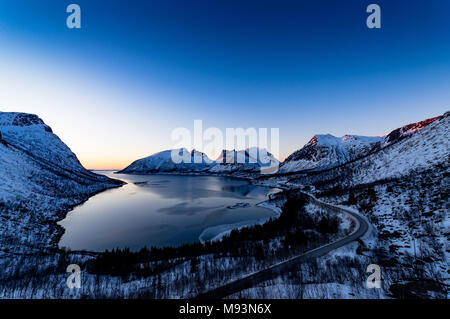 Paesaggio invernale di Senja in Norvegia Foto Stock