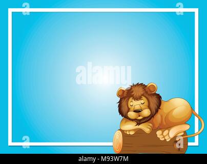 Modello di telaio con Sleeping Lion illustrazione Illustrazione Vettoriale