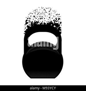 Silhouette di peso con particelle isolate su sfondo bianco Foto Stock