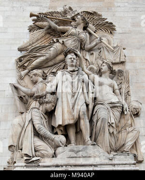 Statue del Arc de Triomphe a Parigi Francia Foto Stock