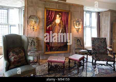 Châtelaine di Parham, signora Emma Barnard, Parham House e giardini, Elizabethan House, Storrington, West Sussex, in Inghilterra, Regno Unito Foto Stock