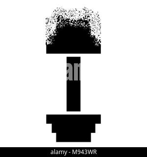 Silhouette di manubri con particelle isolate su sfondo bianco Foto Stock