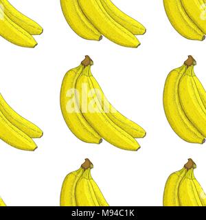 Banana. Disegnato a mano disegno colorato come modello senza giunture Illustrazione Vettoriale