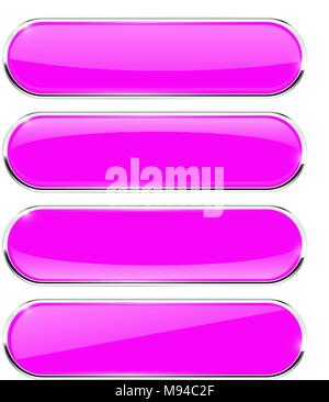 Pulsanti di forma ovale. Fuchsia web icone con la riflessione Illustrazione Vettoriale