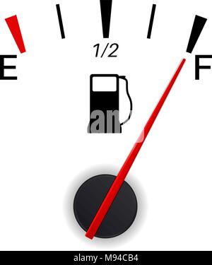 Indicatore di livello carburante indicazione. Serbatoio pieno Illustrazione Vettoriale