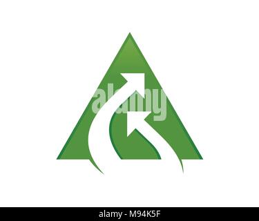 Collegamento flusso di doppia freccia a forma di triangolo verde simbolo Vector Graphic Logo Design Illustrazione Vettoriale