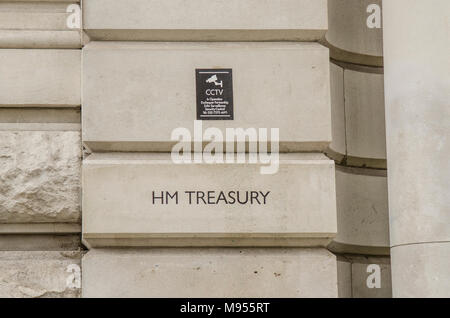 Il governo britannico HM Treasury edificio in Westminster, Londra Foto Stock