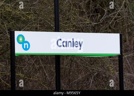 Canley stazione ferroviaria segno, Coventry, West Midlands, England, Regno Unito Foto Stock