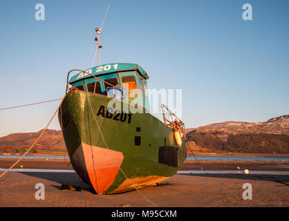 Blaenau Ffestiniog Harbour barca da pesca Foto Stock