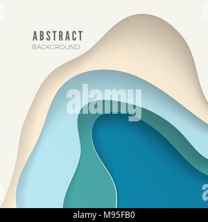 3D sfondo astratto con carta bianca tagliare le forme. Il layout di progettazione per le presentazioni aziendali, volantini e manifesti. Illustrazione Vettoriale Illustrazione Vettoriale