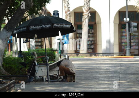 Un pattino levigatore a sua stallo a Plaza Grande di Merida, Messico Foto Stock