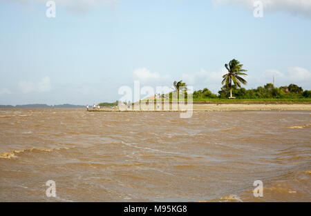 Vista dal fiume Suriname di una scena vicino a Nieuw Amsterdam vicino alla confluenza del Suriname e Commewijne fiumi, Suriname America del Sud Foto Stock