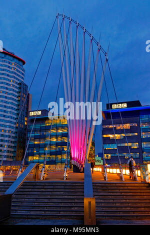 La BBC edifici a MediaCityUK, Salford Quays, Greater Manchester, Regno Unito. Foto Stock