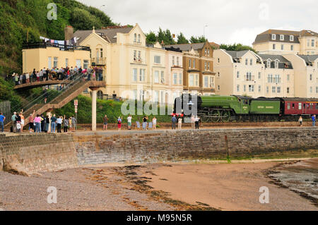 Il Torbay Express passando attraverso Dawlish, trainato dalla Classe A1 Pacifico n. 60163 Tornado, 2nd agosto 2009. Foto Stock