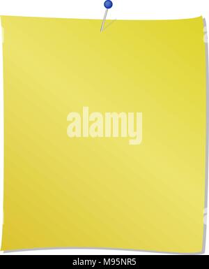Giallo appunti con blue pin attaccato illustrazione vettoriale isolati su sfondo bianco Illustrazione Vettoriale