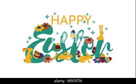 Felice Pasqua scritte. La calligrafia moderna. Felice Pasqua tipografia sfondo. Illustrazione Vettoriale