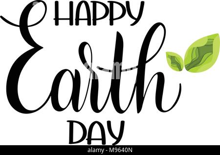Felice Giornata della Terra di scritte. Disegnata a mano il testo. Papercut Illustrazione Vettoriale