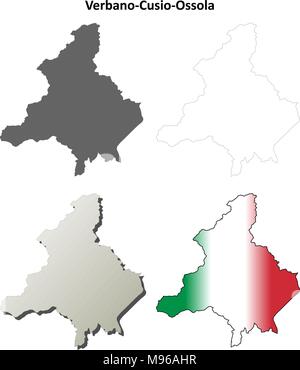 Verbano-Cusio-Ossola vuoto mappa di contorno impostato Illustrazione Vettoriale