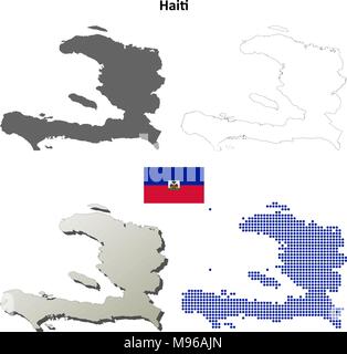 Haiti mappa di contorno impostato Illustrazione Vettoriale