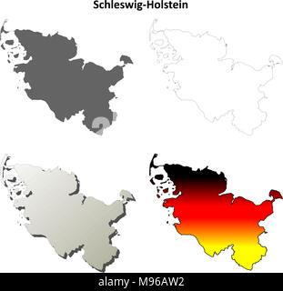 Schleswig-Holstein vuoto mappa di contorno impostato Illustrazione Vettoriale