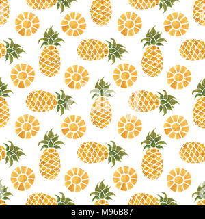 L'ananas. Acquerello pattern tropicale Foto Stock